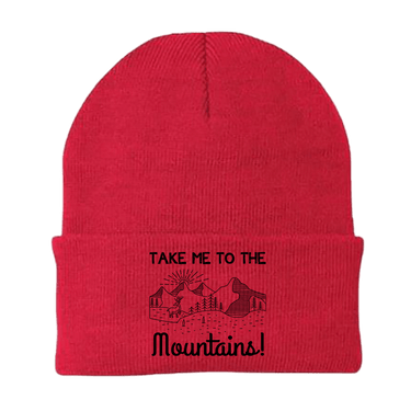 Hiking Take Me To The Mountains Embroidered Beanie